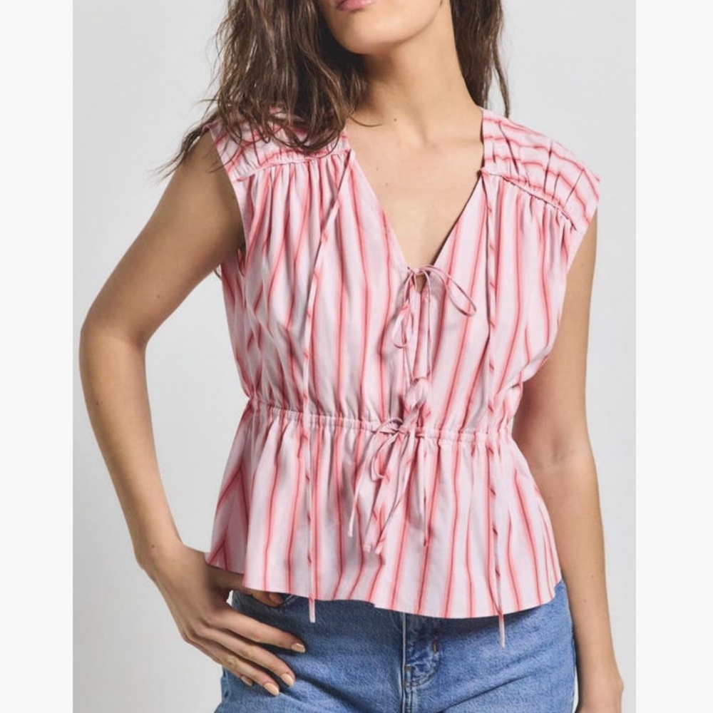 Derek Lam 10 Crosby Caroline Double Tie Top Benibana Multi Pink SZ L & XL